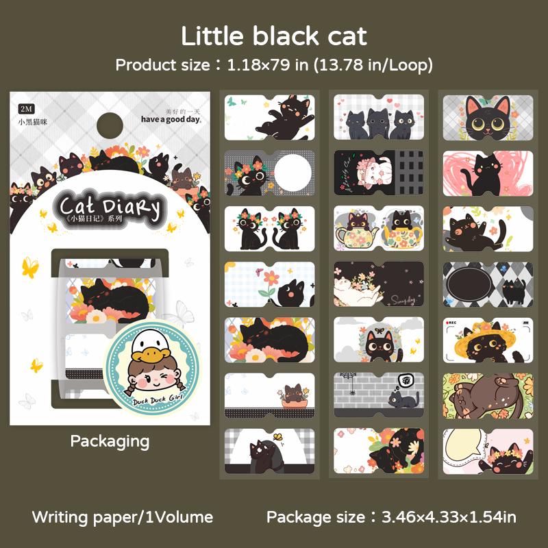 1 Roll Kawill Cartoon Kitten Scrapbook Journal Sticker Sweet Cat Stationery Label Seal Sticker DIY Decor For Student Supplies