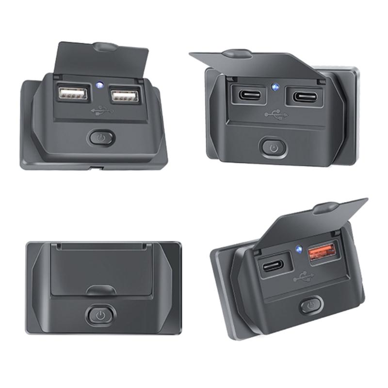 USB Socket 12V-24V Power Adapter Type-C/USB A/USB A+Type C Panel Mount Charging Port for Marine Boat Bus ATV