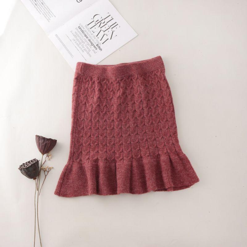 

Foreign Trade Original Order Twist Texture Sheath Short dress Autumn and Winter Sexy Gyaru Knit sweater Skirt for Women Brick Red All yards
