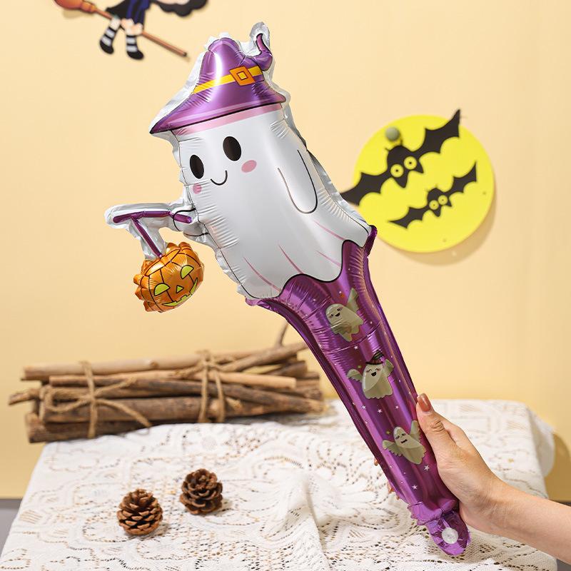 Halloween New Special-Shaped Medium Stick Baton Pumpkin Ghost Spider Holding Aluminum Film Funny Party Balloon