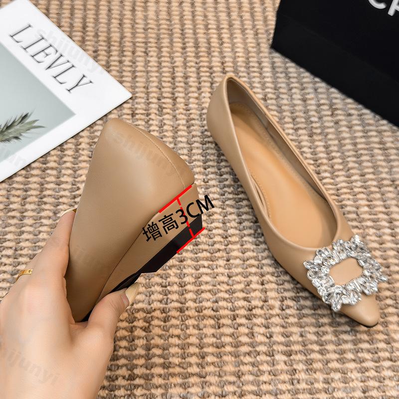 Woman Pointed Toe Ballerina Flats Leather Shoes Women Flats Non-slip Single Dress Shoes 2026 Autumn Fashion Banquet Casual Shoes