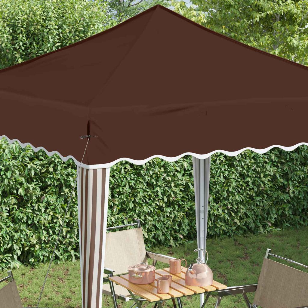 Pop Up Party Tent 195 X 195 X 245 Cm Brown Oxford Fabric