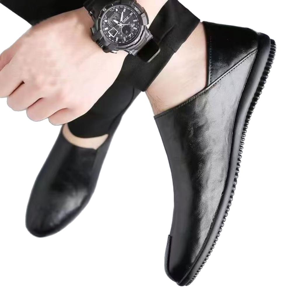 Leather shoes new breathable deodorant casual shoes soft sole soft surface lazy driving Doudou shoes