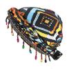 Colorful Beaded Headscarf Cap With Prickly Hair Sticker, Adjustable Pullover Cap, Printed Tail Cap, High Elasticity
