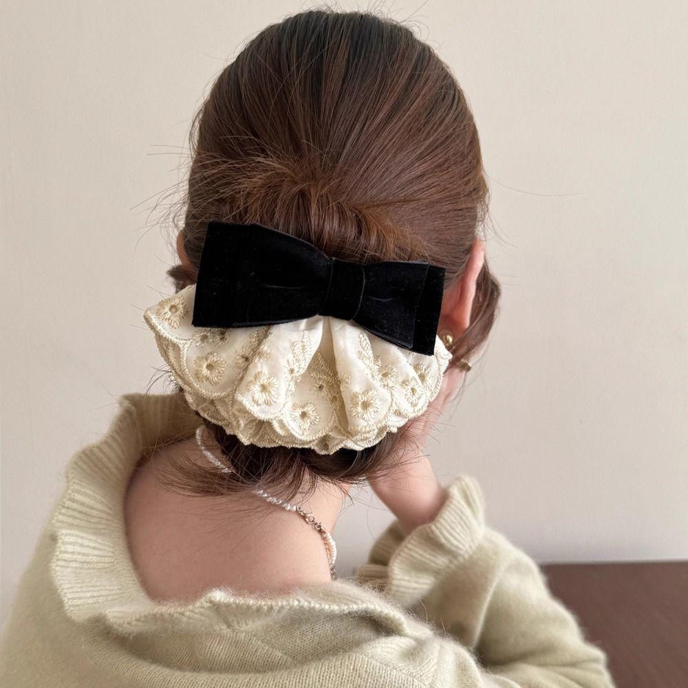 Wine Red Red Velvet Bow Hair Clip Hair Clips Lace Bow Hairpin Headdress Bowknot Spring Clip  Girls