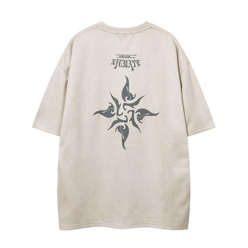 Cotton Short Sleeve t Men's T-shirt ins Trendy Hip-Hop Style Crew Neck Base Shirt Summer