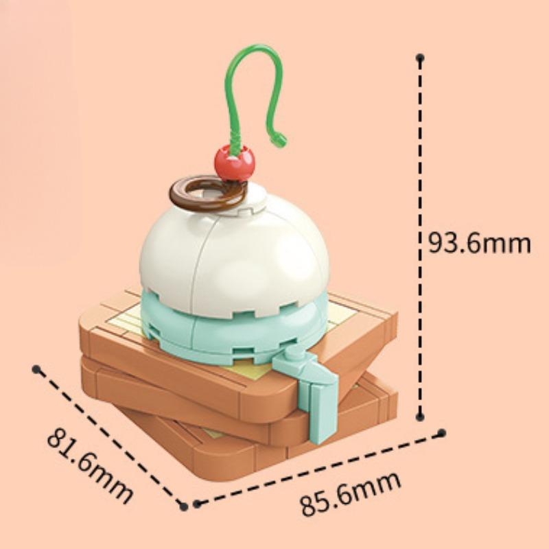 Adorno de pastel de té de la tarde con registro de comida, rompecabezas para niños, juguetes de bloques de construcción