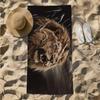 1pc Fierce Lion Roar in the Wild Storm 2D Printed Microfiber Beach Towel, quick dry super absorbent. Great for beach, pool