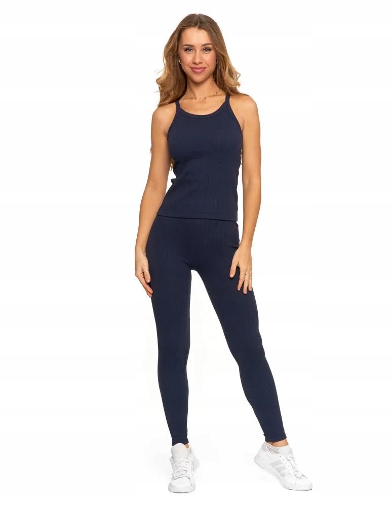 Women's Cotton Top with a Delicate Rib, Sleeveless, Comfortable, MORAJ S NAVY