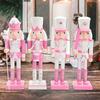 Handmade Wood Nutcrackers Soldier Unique 50CM Pink Nutcrackers Soldier Crafted for Enthusiasts of Festival Ornament