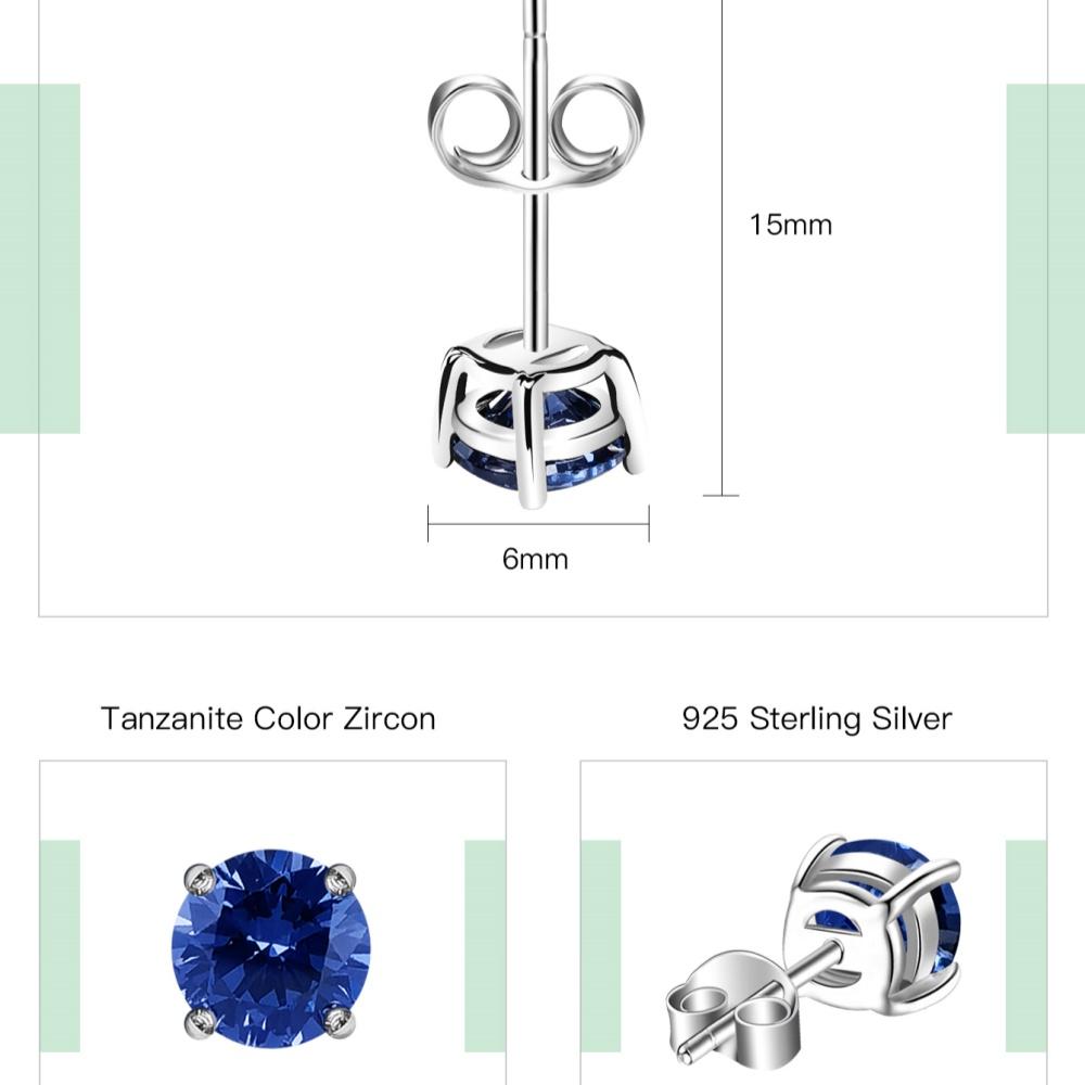 Violet Tanzanite náušnice Sliver Jedinečné kulaté náušnice pro ženy