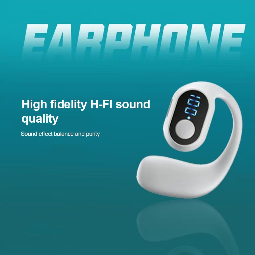Bluetooth 5.3 Headphone Signle Digital Display Sports Headset Wireless Ear Hook Earphone HiFi Stereo Noise Reduction Earbud