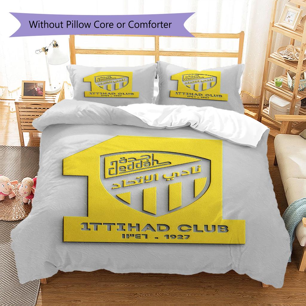 Al-Ittihad FC Pattern Bedding,Quilt Set Quilt Cover Pillowcase Home Birthday Gift(1 * duvet cover + 2 * pillowcase, without core)