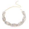 Twisted Irregular Necklace Ladies Summer High Sense Light Luxury Fashion Rhinestone Rectangle Clavicle Chain
