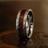 8MM  Hammered Silver Color Men Stainless Steel Rings Koa Wood Rings for Men Wedding Band Jewelry Party Ring Dropping Ship