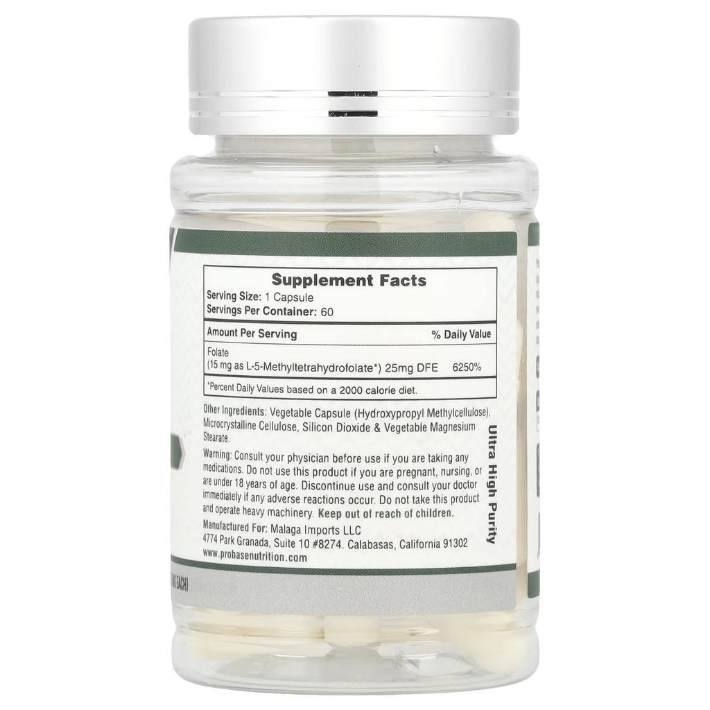 L-Methylfolate 5-Mthf, 15Mg, 60 Capsules