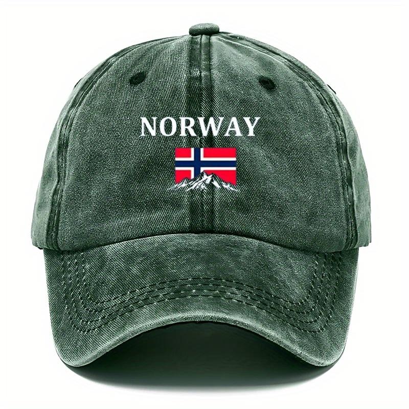 Adjustable Washable Baseball Cap with Norway Lettering And Norwegian Flag Design Perfect for Outdoor Activities Camping Par