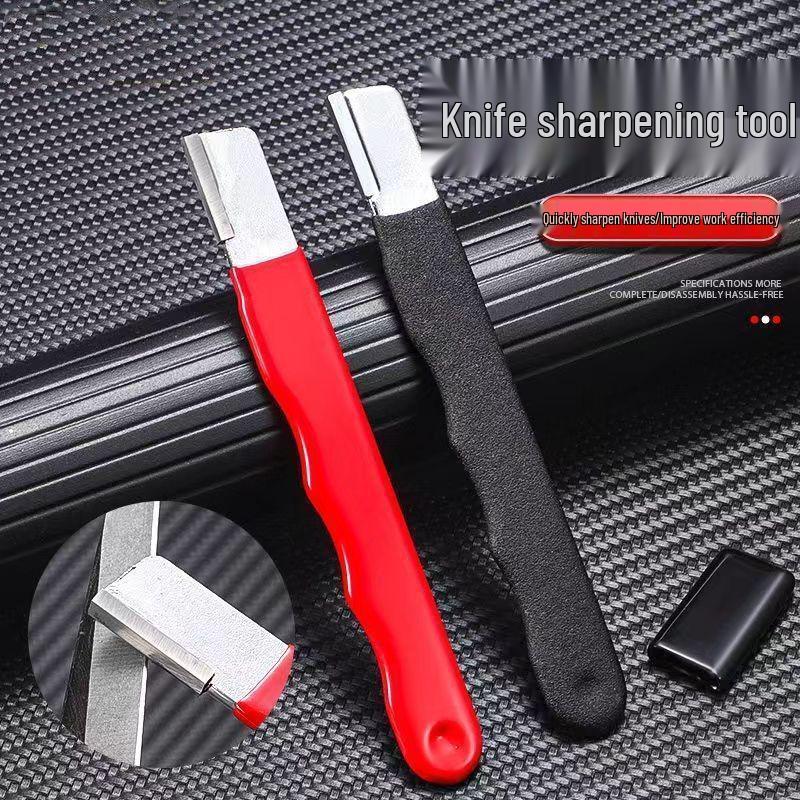 

Multi-Purpose Sharpening Stone for Irregular Blades, Scissors, Shears, and Kitchen Knives Red Handle [Three-Sided Precision Sharpening]
