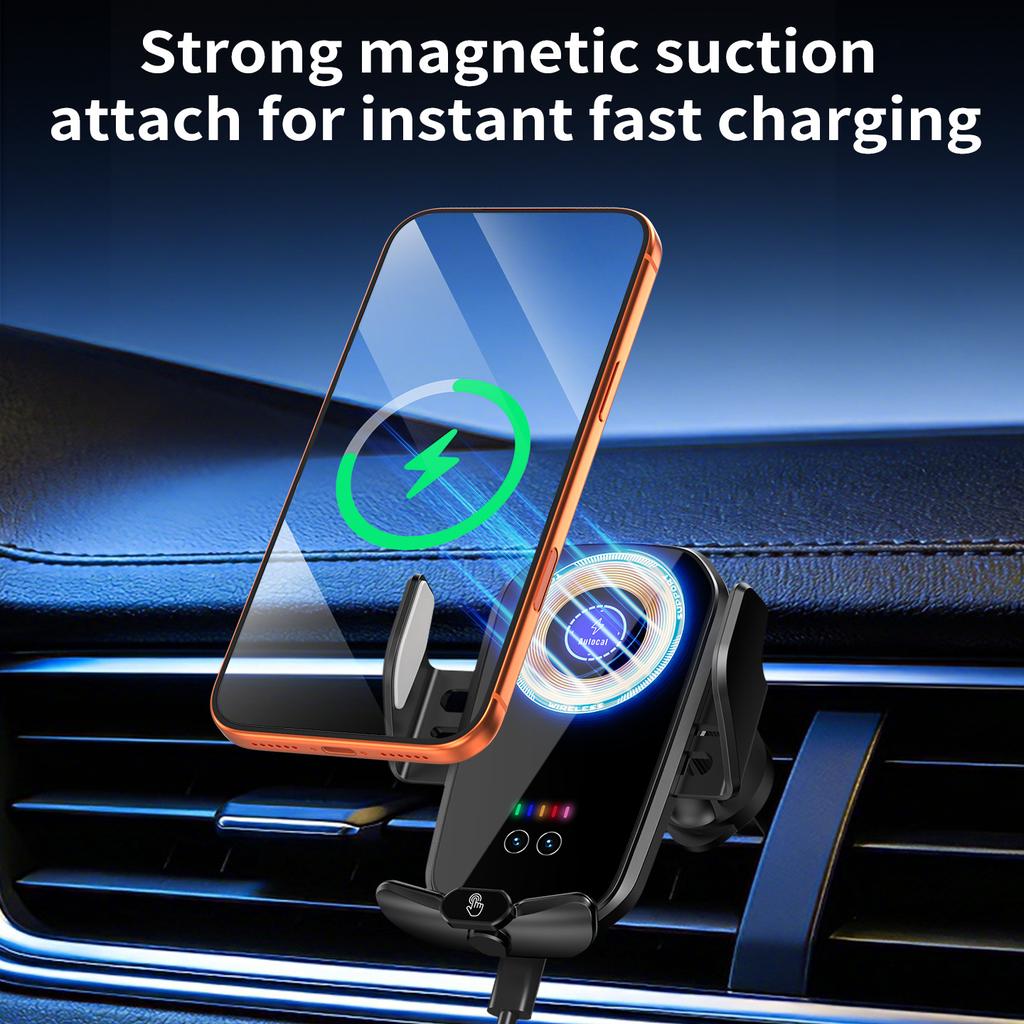 15W Magnetic Wireless Car Charger Mount for Air Vent, Qi Fast Charging Phone Holder Stand for Car Navigation, Universal Smartphone