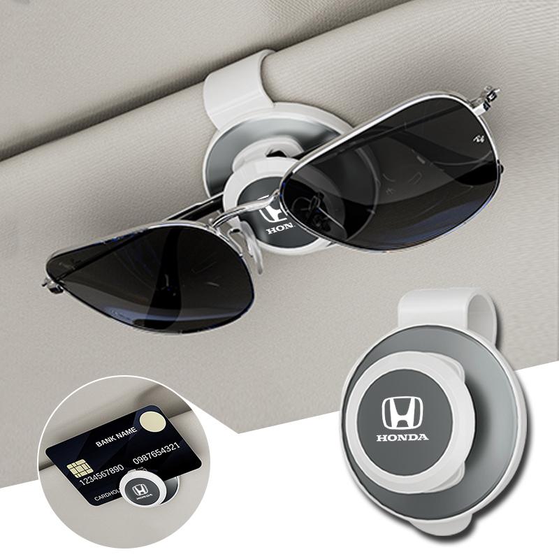 AQZ1 Car Sun Visor Glasses Clip Onehand Pressing Eyeglasses Holder Interior For Honda Civci CRV Accord Mugen Prelude FIT City CRZ CRX