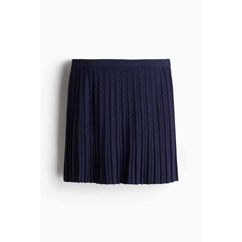 

HM Women s Skirt 2025 Autumn New Arrival Soft Plaid Twisted Knitting Silm Micro-Pull Skirt 1276346 Navy blue 170/88(L)