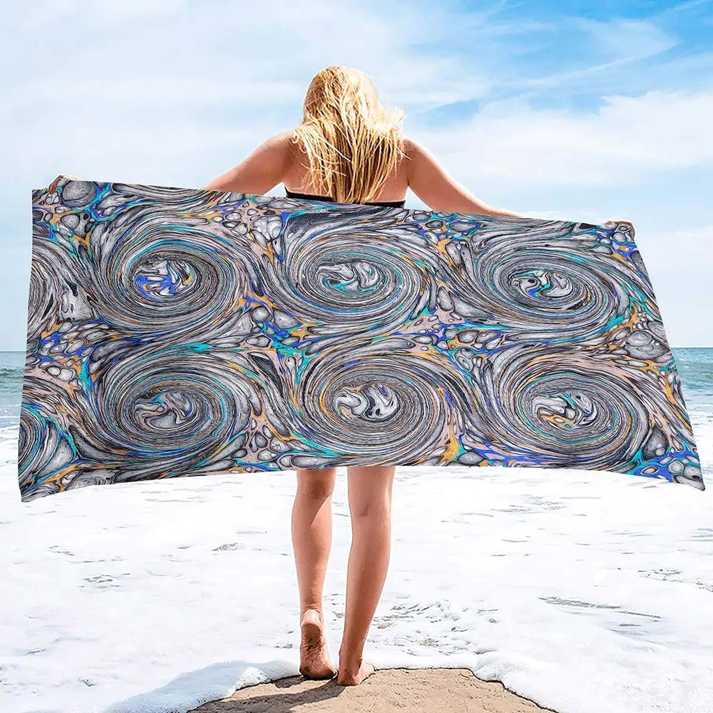 Colorful Whirlpool Series Seaside Vacation Beach Towel Swimming Bath Towel Microfiber Sports Towel