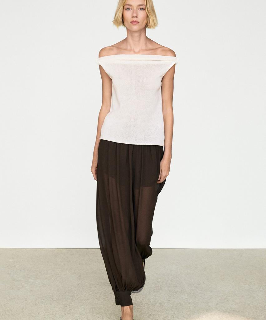 Masimodutti Ribbed Strapless Knit Top