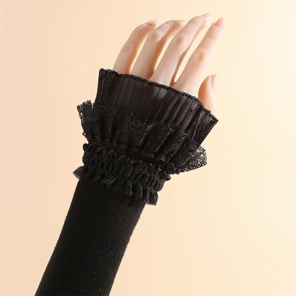 Lace Ruffles Lace Sleeves Knitted Lace Wrist Cuffs Vintage Arm Covers for Women