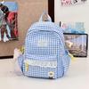 Schoolbag New Summer Lace Plaid Girl Children's Travel Backpack Primary School Bag Women's Spring Picnic Small Backpack