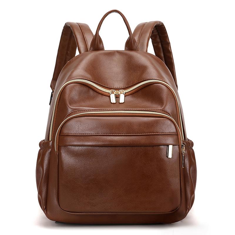 Backpack Women s Soft Surface New Fashion Versatile Trendy Women s Large Capacity Travel Backpack коричневый