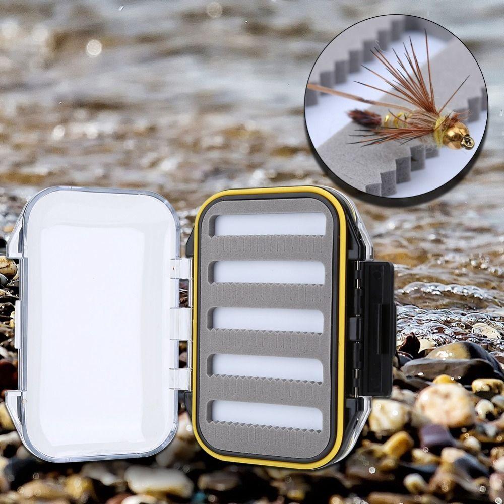 Double Side Fly Fishing Baits Box Plastic Foam Padded Lures Holder Case Waterproof Clear Lid Fly Lure Box Fishing Accessory