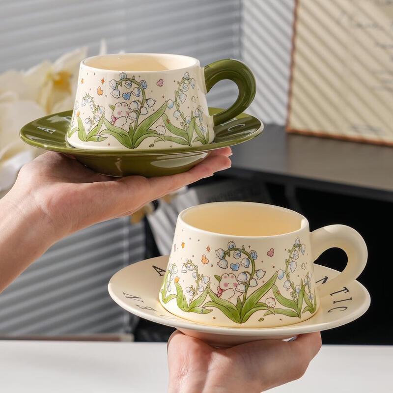 Changqi American Vintage Ceramic Coffee Cup and Saucer Set
