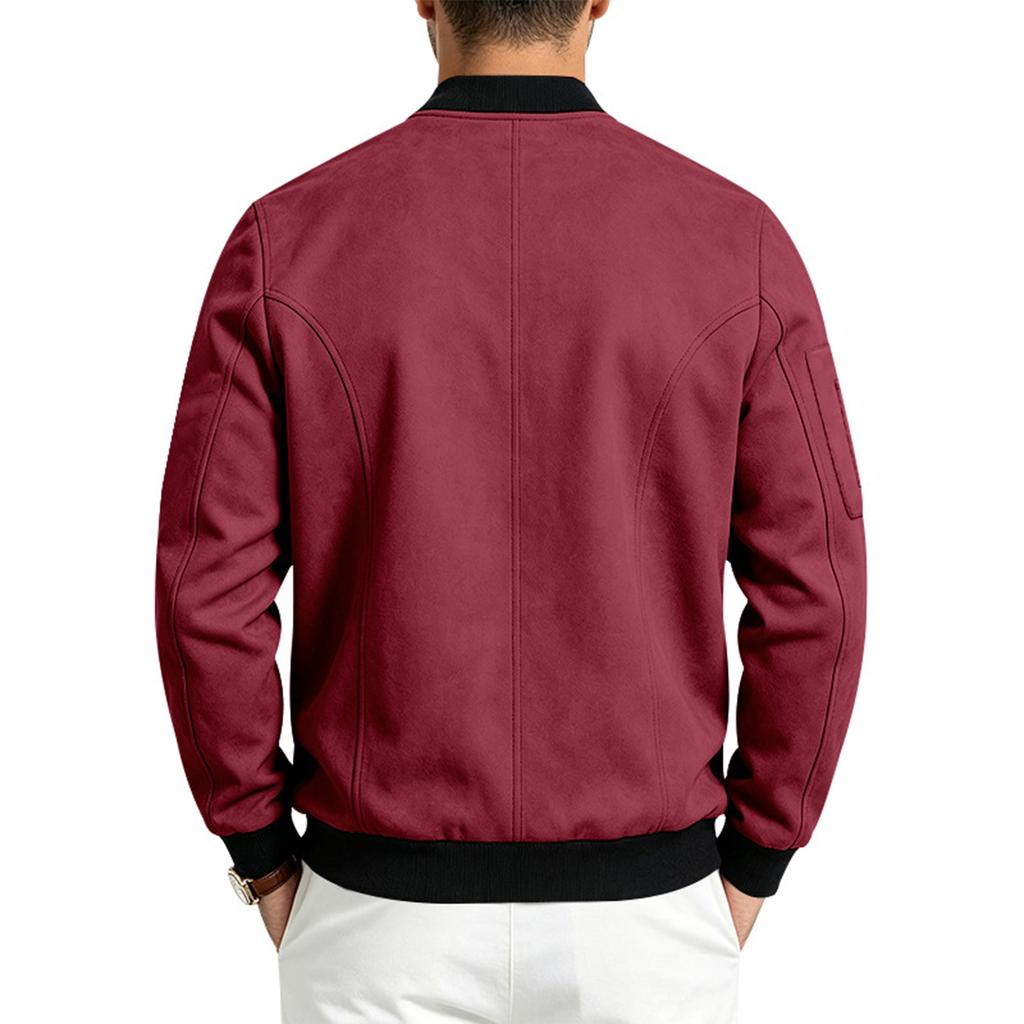 Men's Jacket with Stand Collar Long Sleeve Button Front Color Casual Cardigan Coat
