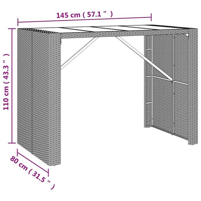 VidaXL Ensemble de bar de jardin 7 pcs avec coussins gris poly rotin, ensemble de table de bar, table et chaise de bar, 3187622