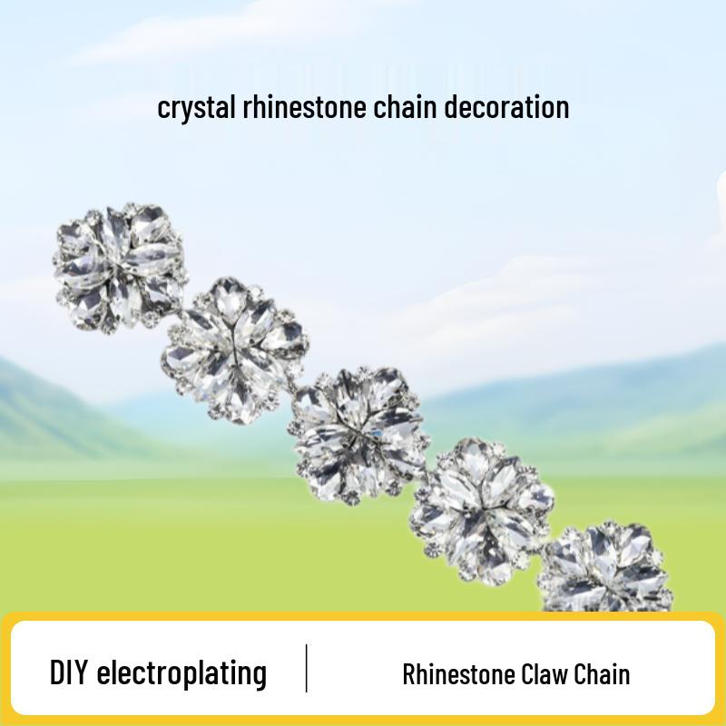 

Electroplated Eye-Shaped Rhinestone Chain for DIY Clothing Accessories білий