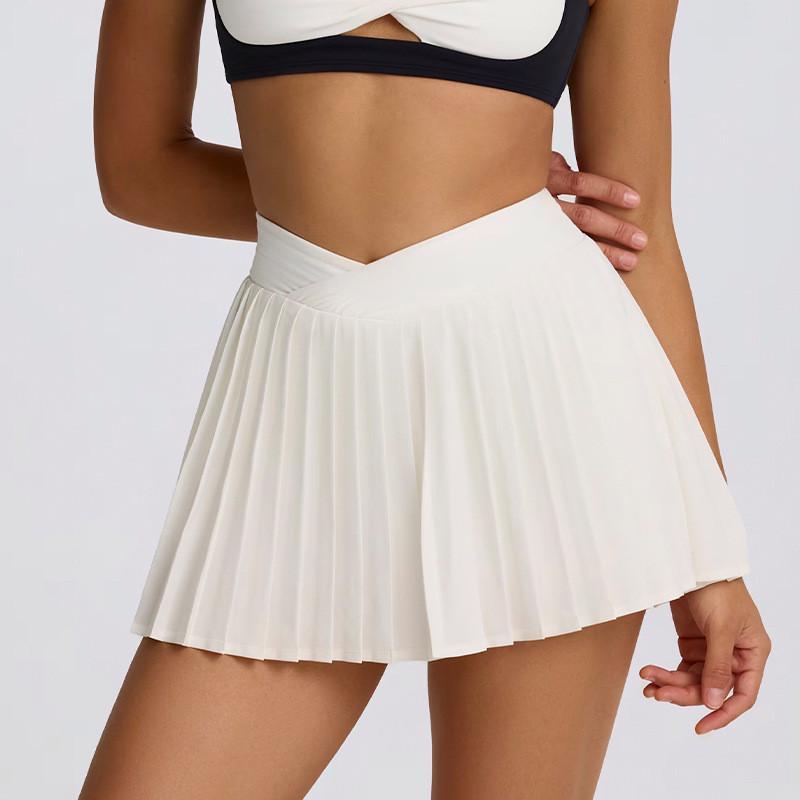 QYZJ High-Waisted Quick-Dry Pleated Skirt: Casual, Breathable, Anti-Exposure Running & Fitness Skort