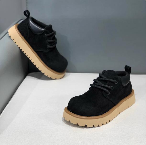 Winter new wind suede leather thick sole heightening lace-up big head shoes casual ms