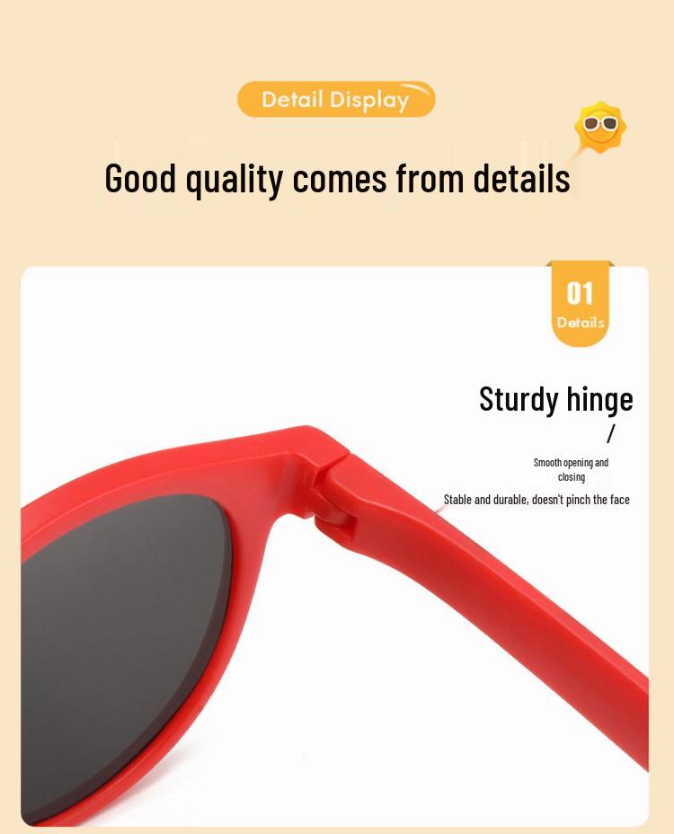 Faltbare polarisierte Sonnenbrille im koreanischen Stil für Kinder - Bequemes, rundes Gestell für Jungen und Mädchen