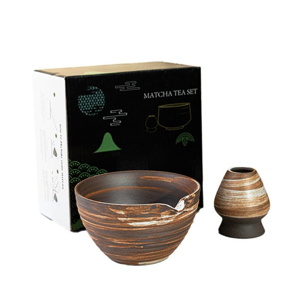 with Pouring Spout Matcha Bowl Cross Grain Japanese Tea Set New Matcha Whisk Holder  Tea Lovers