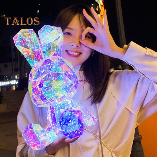 Teddy Bear Night Light Prismatic Iridescent LED Bear Lamp DIY Assembly Colorful Bunny Lamp for Valentine's Day Gift Bedroom Party Decor
