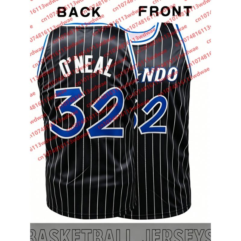 2026 Shaquille O'Neal 32 Maglia da Basket a Righe Uomo Senza Maniche Retro Fan Sportiva McGrady 1 Canotta Streetwear Uniforme Bambino