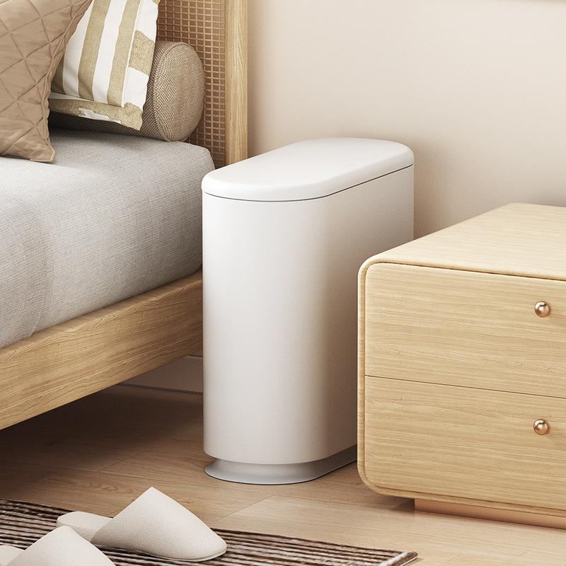 Plastic Trash Can Press Type Gap Trash Bin with Lid Large Capacity Household Toilet Garbage Bin Bathroom Cleaning Accessories