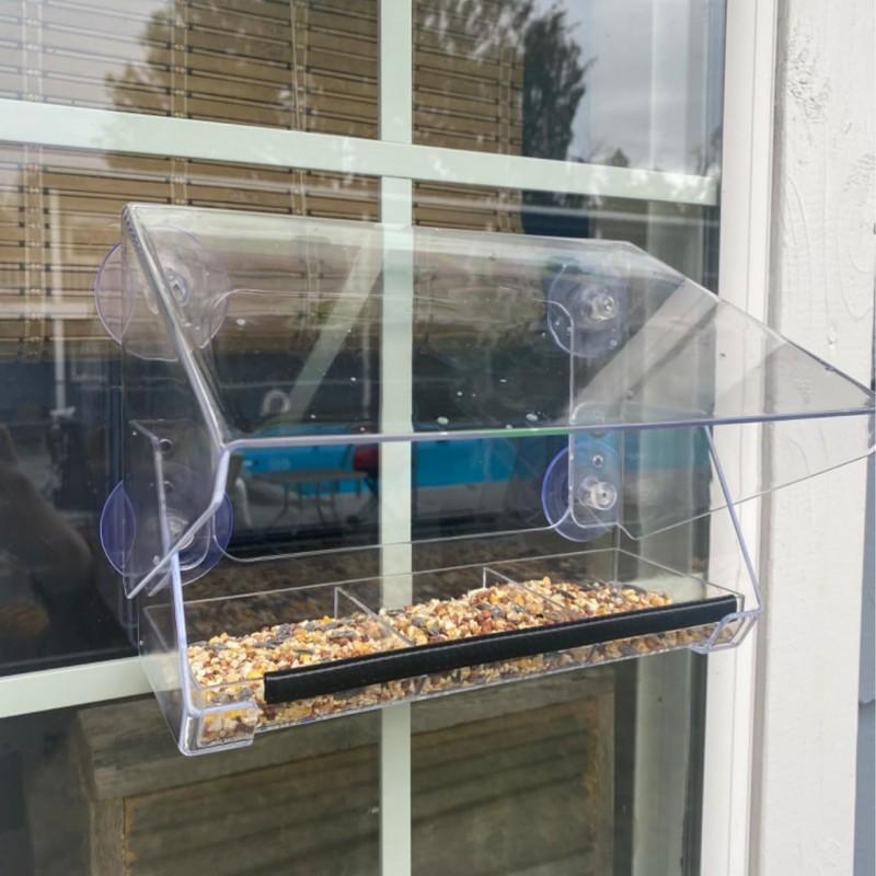 Transparent Window-Mounted Bird Feeder Hummingbirds With Strong Suction Cup Plastic Waterer House