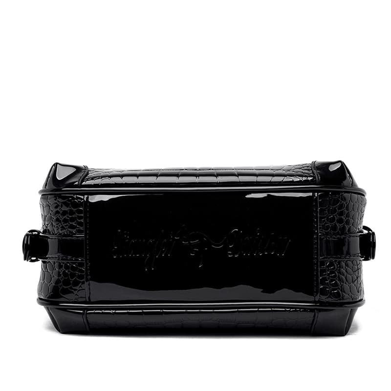 Crocodile pattern glossy shoulder bag women's messenger bag