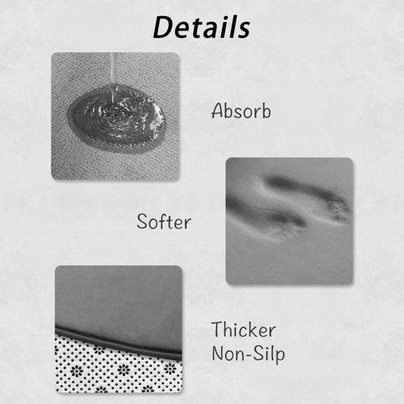 Half Circle Floor Mat Absorbent Quick-drying Non-slip Bathroom Door Mat For Bedroom Toilet Kitchen