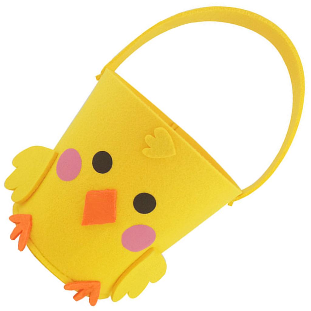 Felt Basket with Carrying Handle Happy Easters Decoration Handmade Felt Animal Themed Handbag for Festival Gatherings