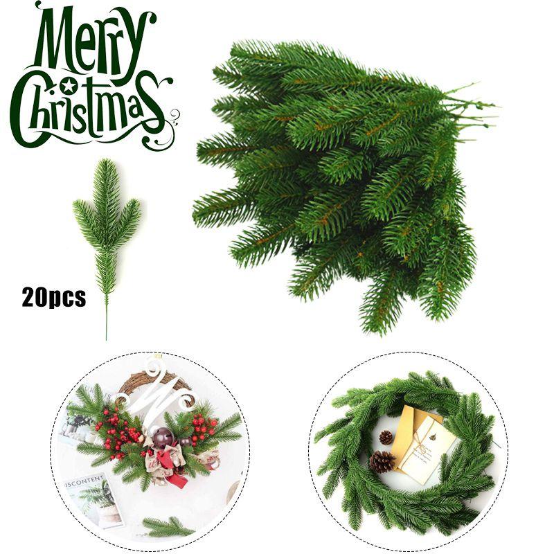 Plants 20pcs Artificial Pine Branch Christmas Garland Diy Xmas Party Decorations