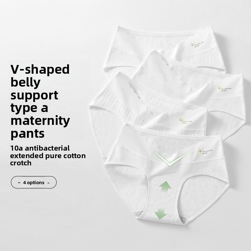 Women's Spring and Summer Baby Cotton V Shaped Low Waist Belly Support Pregnant Briefs