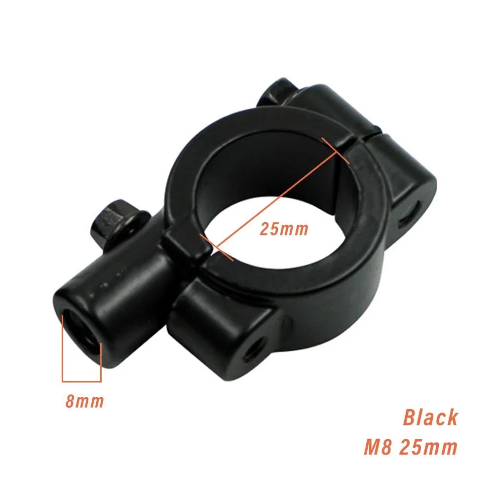 22mm 25mm Lenker 10mm 8mm Gewinde Universal Motorrad Spiegelhalterung Klemme Rückspiegelhalter Adapter Schwarze Klemmenbasis