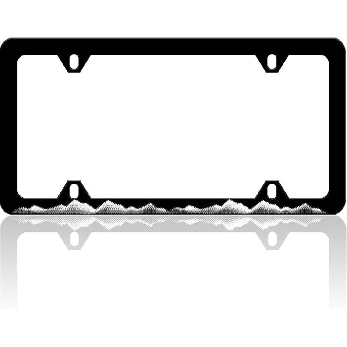 Black And White Cow Print License Plate Frame Funny Spots License Plate Frames Animal Pattern Auto Accessory Bracket Stainless Steel License Plate